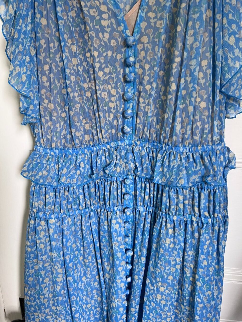 The Kooples Blue Lagoon Print Silk Muslin Dress - Picture 10 of 12